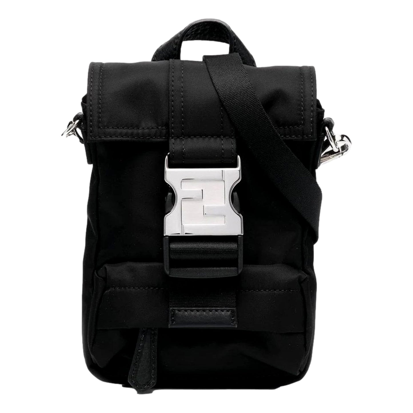 Fendi Fendiness Mini Backpack Crossbody Black Nylon FF Mesh