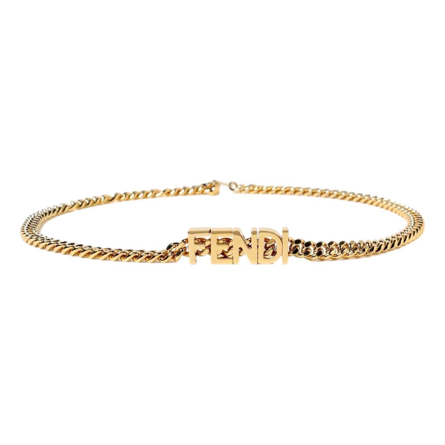 Fendi Lettering Gold Chain Statement Belt Size 65