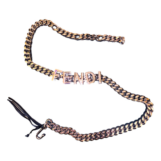 Fendi Lettering Silver Chain Statement Belt Size 65