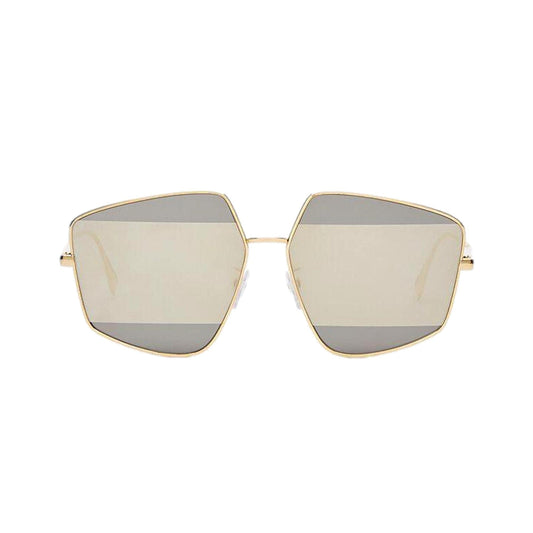 Fendi Stripes Silver Tint and Gold Frame Metal Sunglasses