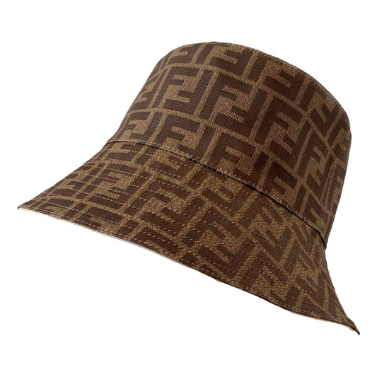 Fendi Zucca Brown Woven Fabric Bucket Hat Small