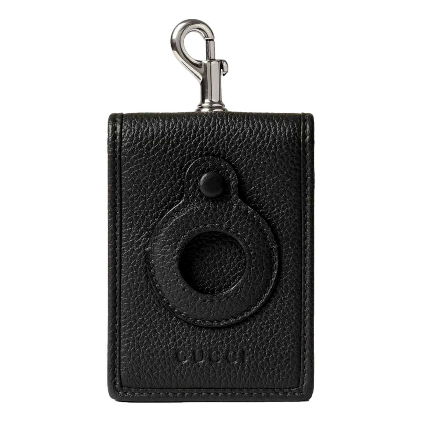 Gucci Grained Leather AirTag Holder Folding Card Case Wallet in Dark Gray