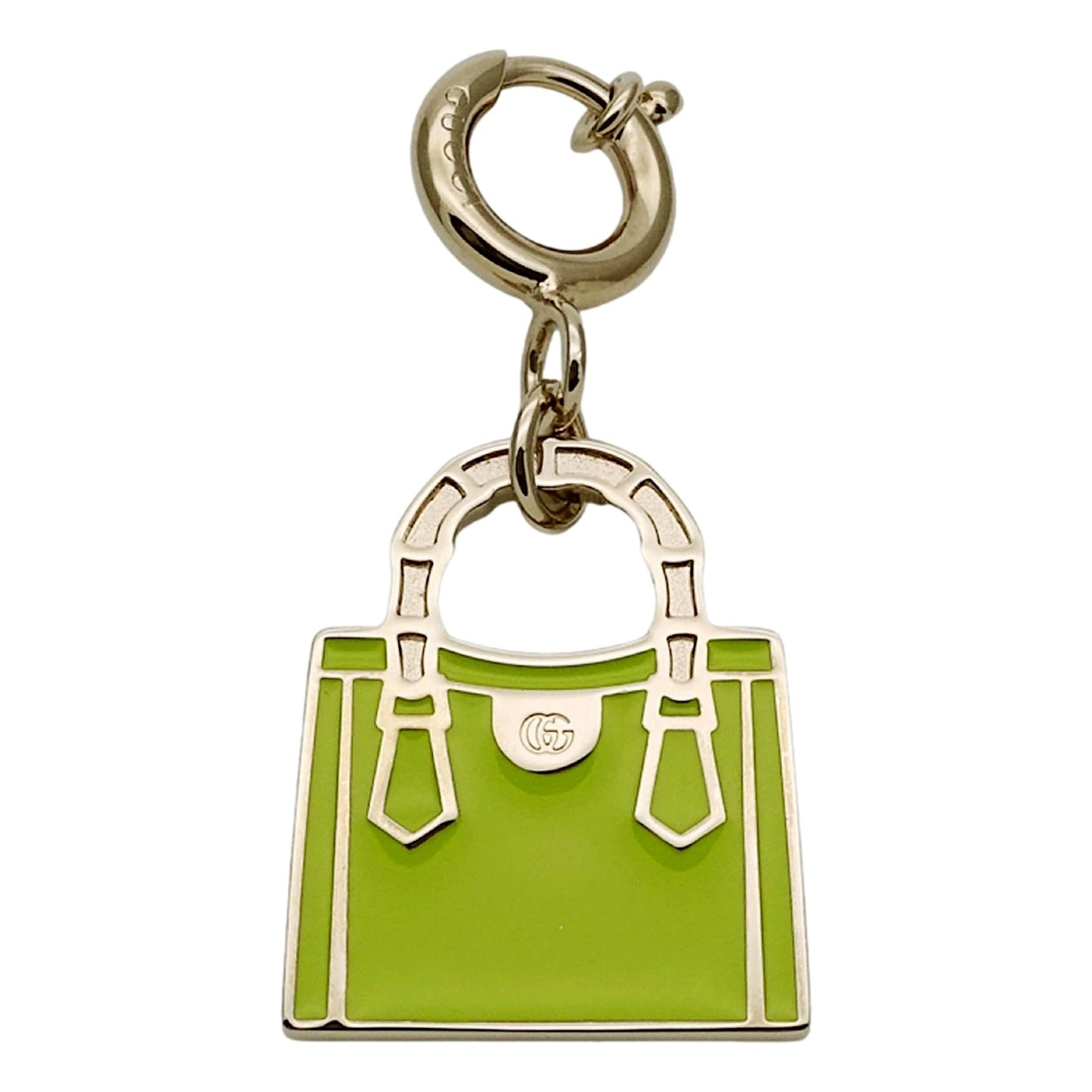 Gucci Bamboo Diana Metal Green Enamel Keychain Bag Charm