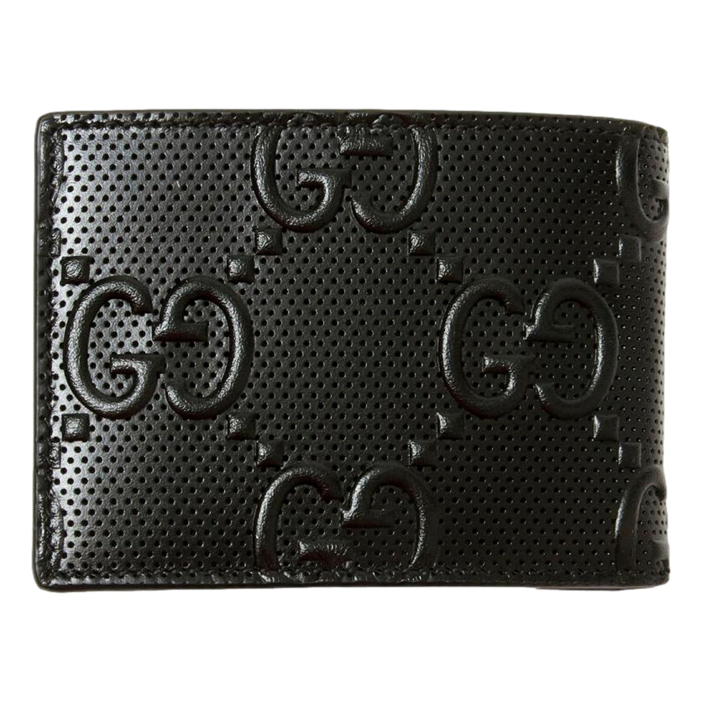 Gucci GG Tennis Embossed Black Calfskin Leather Bi-Fold Wallet