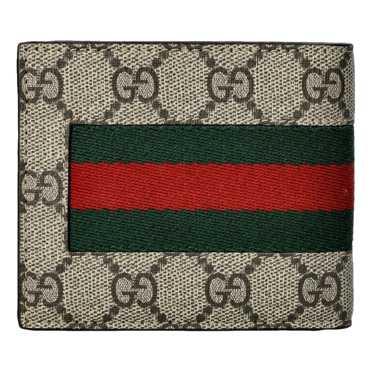 Gucci GG Supreme Canvas Leather Webstripe Bifold Wallet