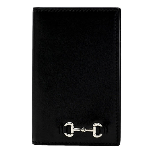 Gucci Horsebit Smooth Calfskin Leather Long Card Case Wallet in Black
