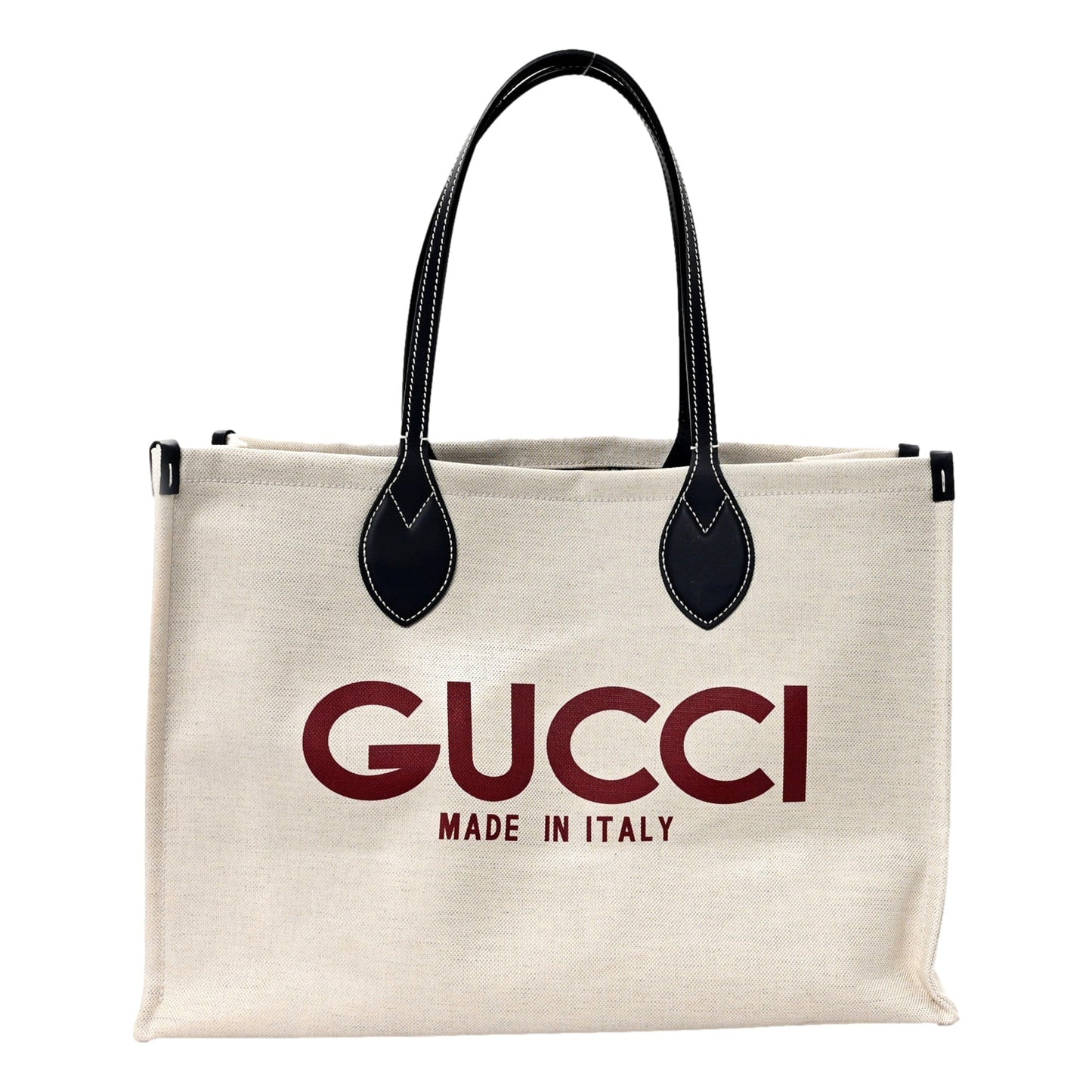 Gucci Logo Print Large Tote Bag Beige GG Supreme Canvas