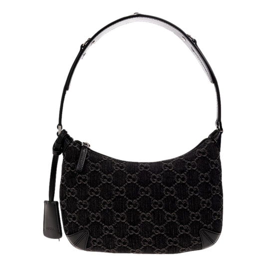 Gucci Horsebit Small Black Leather Slim Shoulder Bag Gold Hardware Womens