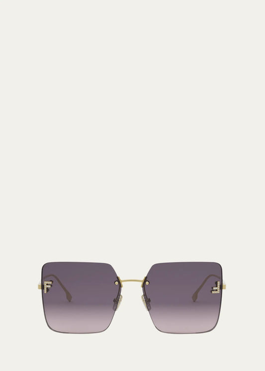 Oversized Rimless Square Metal & Nylon Sunglasses