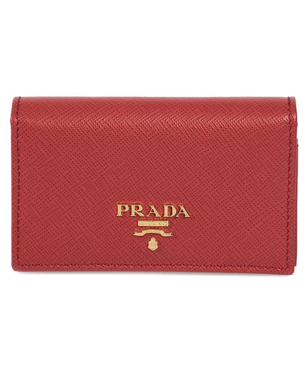 Prada Red Saffiano Leather Credit Card Holder