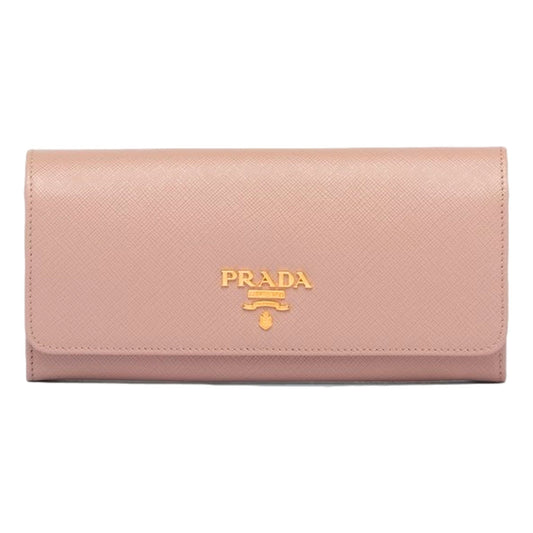 Prada Saffiano Leather Sand Beige Rosso Red Multicolor Long Wallet with Zipper
