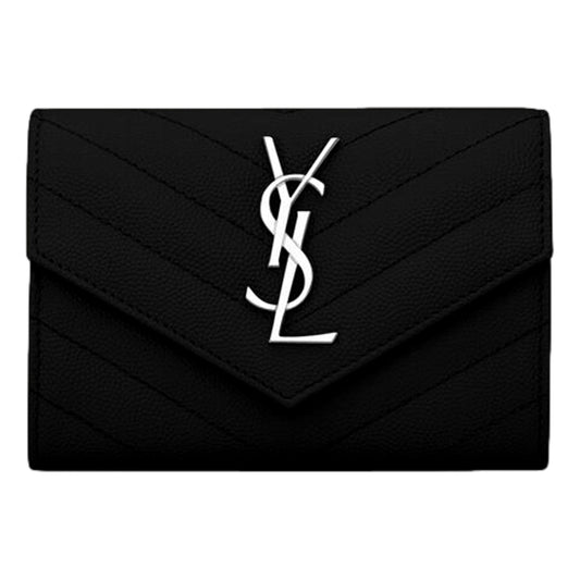 Saint Laurent Cassandre Matelassé Small Envelope Wallet In Grain de Poudre Leather