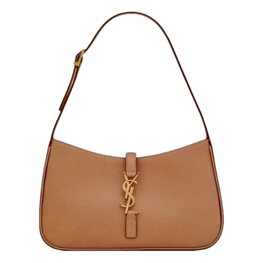 Saint Laurent Le 5 À 7 Small Beige Leather YSL Hobo Shoulder Bag Gold Logo