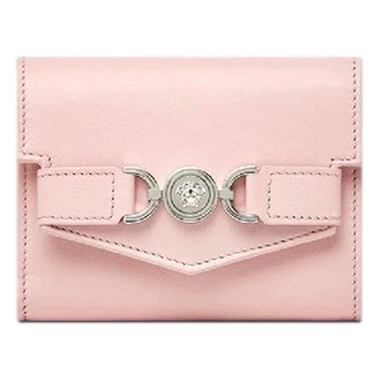 Versace Medusa 95 Dusty Pink Calfskin Tri Fold Wallet Card Holder