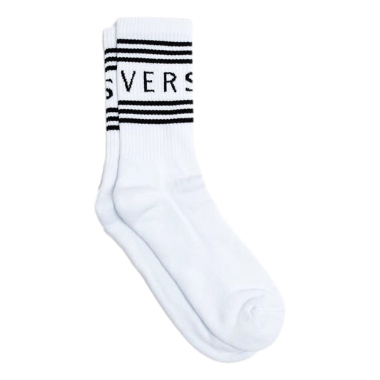 Versace White Black 90s Style Vintage Logo Tube Socks Small
