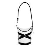 Alexander McQueen Curve Soft Ivory Black Calfskin Bucket Bag