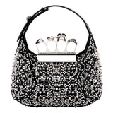 Alexander McQueen Crystal Jewelled Hobo Bag Black Skull Knuckle Handle