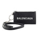 Balenciaga Cash Logo Black Grain Leather Neck Lanyard Card Holder Wallet