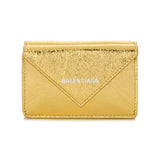 Balenciaga Papier Gold Arena Lambskin Mini Trifold Wallet