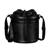 Bottega Veneta Perforated Black Nappa Leather Drawstring Bucket Crossbody Bag