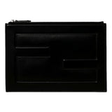 Fendi Baguette Black Calf Leather Embossed Clutch
