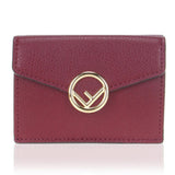 Fendi Calf Leather F Logo Fragola Red Micro Trifold Wallet