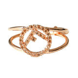 Fendi F is Fendi Circle Logo Crystal Ring Rose Gold Metal Size Small