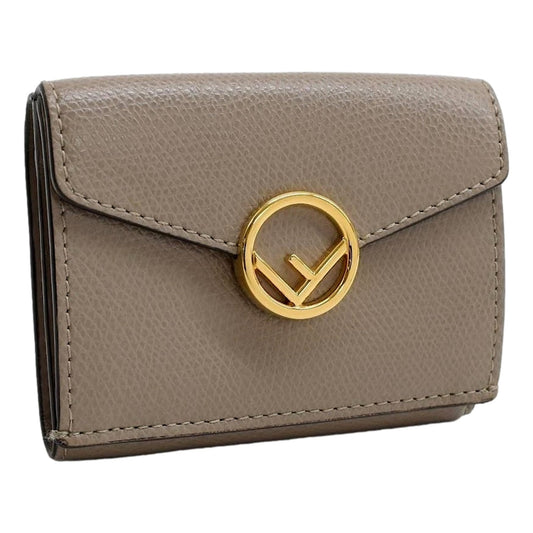 Fendi F Is Fendi Tortora Gray Leather Micro Trifold Wallet