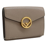 Fendi F Is Fendi Tortora Gray Leather Micro Trifold Wallet