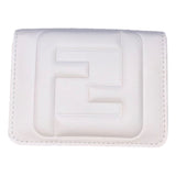Fendi FF Cube Embossed Logo Bianco Ice White Leather Trifold