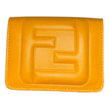 Fendi FF Cube Embossed Logo Oro Yellow Leather Trifold