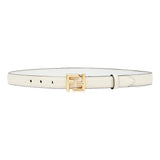Fendi FF Logo Gold Tone Buckle White Leather Skinny Belt 80