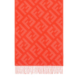 Fendi FF Print Tulip Woven Cashmere Fringe Scarf