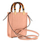 Fendi FF Zucca Leather Mini Sunshine Shopper Tote Crossbody Bag Baby Pink