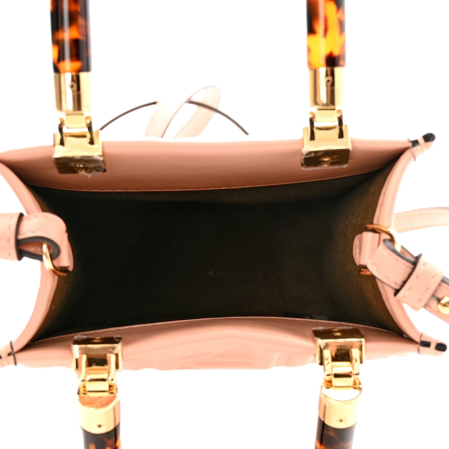 Fendi FF Zucca Leather Mini Sunshine Shopper Tote Crossbody Bag Baby Pink