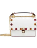 Fendi Kan I Floral Calfskin Leather Chain Bag White Multicolor
