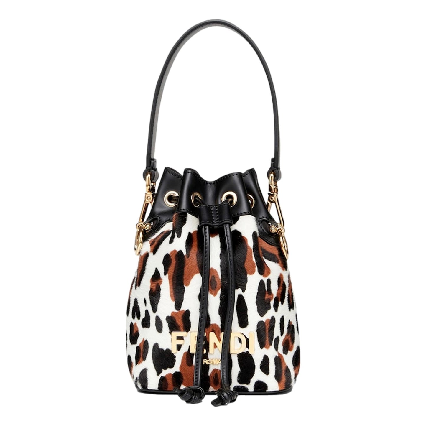Fendi Mon Tresor Mini Bucket Crossbody Animal Print Sheepskin Bag