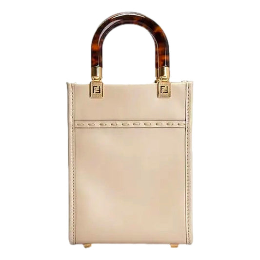 Fendi Nude Calfskin Snake Print Mini Sunshine Shopper Tote Crossbody Bag