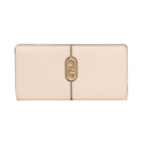 Fendi O'Lock Rose Pink and Tortora Gray Calf Leather Snap Continental Wallet