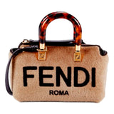 Fendi Roma By The Way Mini Brown Lamb Fur Crossbody Bag