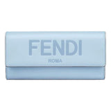 Fendi Roma Light Blue Smooth Calf Leather Continental Flap Wallet