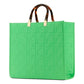 Fendi Sunshine Medium Plexi FF Embossed Leather Tote Edamame Green