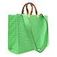 Fendi Sunshine Medium Plexi FF Embossed Leather Tote Edamame Green