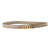 Fendi O’Lock Skinny Leather Belt Tortora Gray Gold Buckle Women’s Size 90