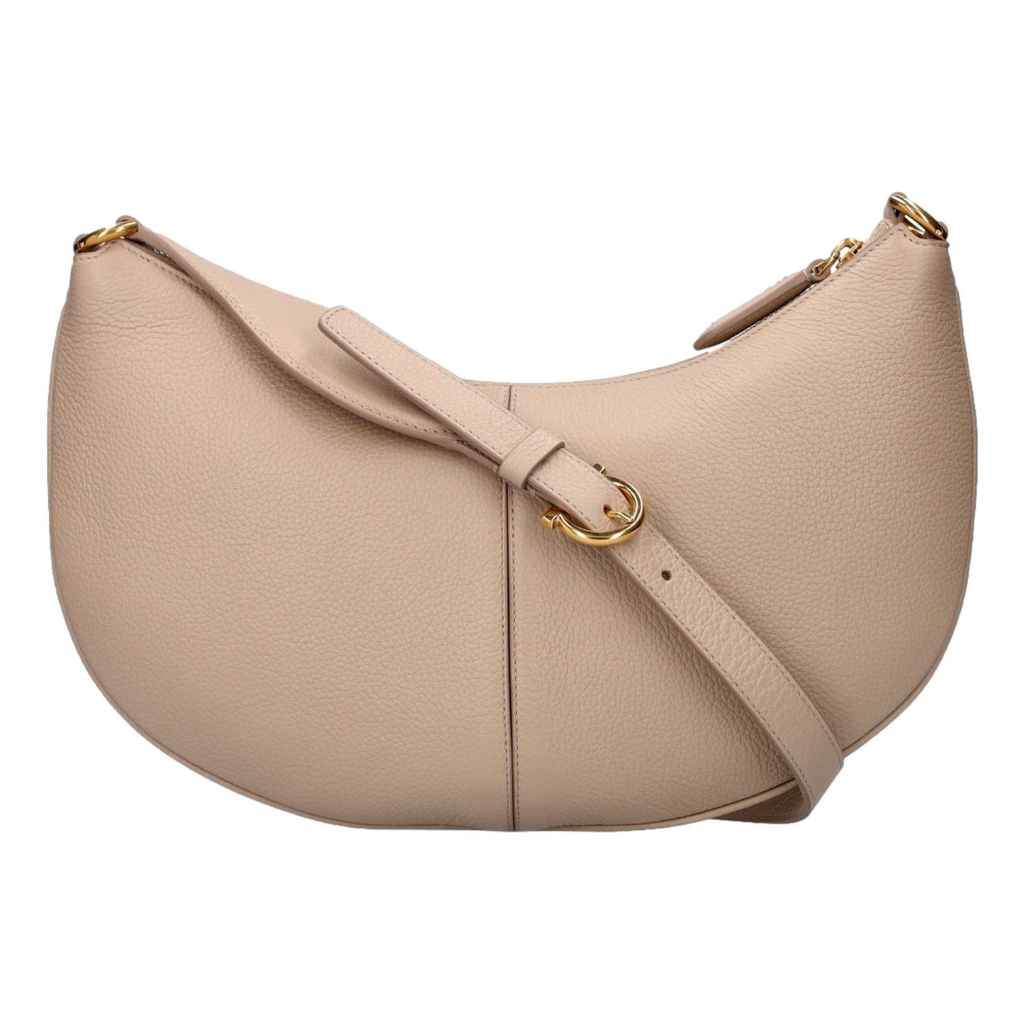 Ferragamo Gancio Beige Calfskin Daino Maxi Hobo Shoulder Bag