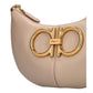 Ferragamo Gancio Beige Calfskin Daino Maxi Hobo Shoulder Bag