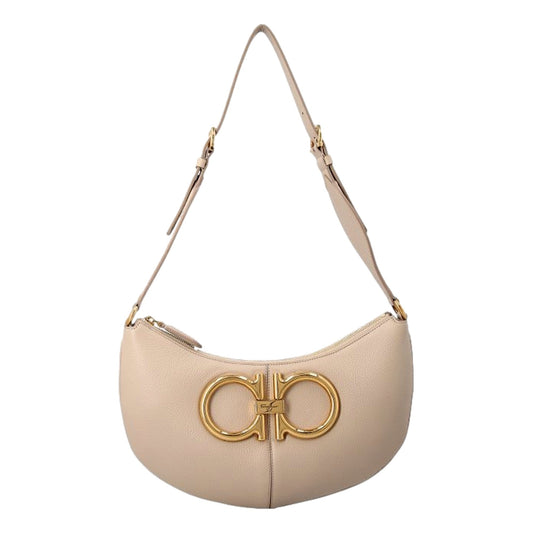 Ferragamo Gancio Vitello Daino Leather Maxi Hobo Bag Beige
