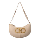 Ferragamo Gancio Vitello Daino Leather Maxi Hobo Bag Beige