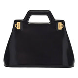 Ferragamo Wanda Black Patent Leather Top Handle Handbag
