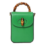 Gucci Bamboo Mini Green Leather Top Handle Convertible Crossbody Bag